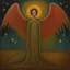 Placeholder: Since my angel stopped watching over me, he can freely unfold his wings and split the silence of the stars, semi-abstract painting by artist "Mark Rothko", by artist "Leonora Carrington"