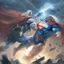 Placeholder: Superman destroying Thor in a fight