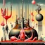 Placeholder: Surreal, Style by Yves Tanguy and Heironymus Bosch, Dante's third level of hell = GLUTTONY, gloop running through tubes, symbolic art, massively obese non-human, biomorphic deformity, Expressionism