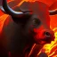 Placeholder: Bull, red, black, fire, lava, masterpiece, expert, 8K, hyperrealism, sharp focus, cinematic lighting