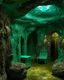 Placeholder: A bluish green cave with metallic crystals designed in Mehndi design painted by Vincent van Gogh