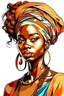 Placeholder: colorful picture handdraw of beautifull african girl beautiful hairstyle front face makeup