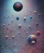 Placeholder: colorful planets. ink, poster, acrylic, beksinski