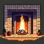 Placeholder: a fireplace, calm, peaceful, gentle, pixel art style,