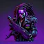 Placeholder: (((((3d pixel art nft style))))) ((( terminator clown with purple dreadlocks wearing a black terminator style leather jacket and shotgun, with a strong focus on the details))) ((((best quality, ultra-detailed, UHD 32k, vector illustration, nft character, trending on all NFT marketplaces, valued at a record-breaking price to purchase nft))))