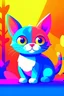 Placeholder: Acrtoon 2d art illustration . colorful cat