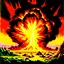 Placeholder: 90's TCG art retro fantasy art of a huge explosion