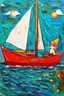 Placeholder: on the boat , in the style of Eileen Agar