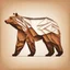 Placeholder: silhouette of a brown bear, letterpress style 2d lowpoly lookalike, minimalistic high contrast pencil art