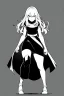 Placeholder: angry blonde girl, pose, full body, greyscale