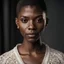 Placeholder: 8k hdr, RAW photo, highest quality, beautiful caucasian girl, white woman (race change michaela coel), close up, (detailed eyes), (highest quality), (best shadow), intricate details, interior, (short haircut), dark studio, muted colors,