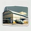 Placeholder: sticker of a hangar building