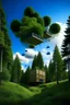 Placeholder: Спутники, лес, растения летят в комосе