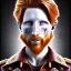 Placeholder: Portrait of Courtney Gains as a ruggedly handsome, joyful, roguish pirate, charismatic, attractive male, masculine, perfect teeth, precisely detailed clear eyes, softly freckled face, unblemished, flawless skin; meticulously detailed multi-hued ginger carrot colored cherry fire red hair; fantasy, intricate, elegant, highly detailed, digital painting, concept art, matte, sharp focus, illustration, art by artgerm and greg rutkowski and alphonse mucha