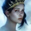 Placeholder: girl,fire queen, crown on head, close up portrait by Greg Rutkowski