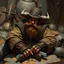 Placeholder: western dwarf bandit relaxing realistic fantasy art