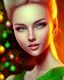 Placeholder: girl in green dress, close up portrait, Christmas, smiling, cute, beautiful