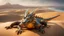 Placeholder: the coast of a desert seen from the top of a dune. a dragon sleeping on the beach. fantasy, cinematic lighting, hyper realisme, Hyperrealistic, splash art, concept art, mid shot, intricately detailed, color depth, dramatic, 2/3 face angle, side light, colorful background