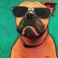 Placeholder: Portrait of a pitbull wearing sunglasses by Claude Monet