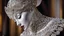 Placeholder: a hollow female figure in made of silver metal lace long renessince dress with hat, hollow metal statue, upscale, stunning, masterpiece, perfect lights, intricately detailed, sharp focus, cinematic