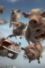 Placeholder: Animation image of warthogs running wild laughing, 8k high quality real life animation