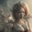 Placeholder: perfect face hitomi tanaka, elemental statue 8k, fog and smoke effect, chakra energy around HDR photograph