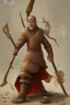 Placeholder: The monk spins around quickly, sweeping the spear around him in a wide circle before bringing it back to his side.