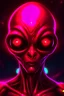 Placeholder: Red skined Alien hero with three eyes and the third eye is in his forehead