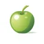 Placeholder: 2D vector graphic of green apple, primary color, simple photo, for kid, white background