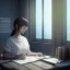 Placeholder: female student studying by the window, anime style, unreal engine 5, sun light, studio lighting --ar 1:1