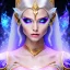 Placeholder: cosmic mage, elf, female, battle mage, epic, cosmic magic, long ears, white hair, face details, pale skin, jewellery, broad shoulders, glowing eyes, sharp ears, cosmic clothes, bright eyes, cosmic eyes, ears between hair, ears shown, light out of eyes