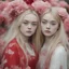 Placeholder: Elle fanning and dakota fanning as flowers, red, in china