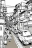 Placeholder: Poor neighborhood Tokyo, line arts, manga style