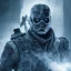 Placeholder: All Black Hayden Christensen soldier, ghost, wearing high tech mask, white smoke, dark, rage, sorrow, high definition, ultra 8 k, volumetric lighting, blue fire, fog