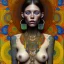 Placeholder: retrato de mujer tribal bella con tatuajes con estilo de Gustav Klimt