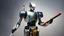 Placeholder: 2159. Sophisticated robot holding four paint-brushes in four hands, painting a beautiful picture with four brushes, one brush in each hand, artistic, beautiful lighting, attractive composition, photorealistic, extremely detailed, chiaroscuro, rule of thirds