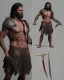 Placeholder: human berserker meaty black hair big greatsword