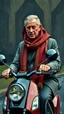 Placeholder: Hieronymus Bosch style , prince Charles wearing a an Arabic scarf on electric scooter 4k