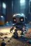 Placeholder: A cute robot successfully infiltrating a secret spy organization., 4 k, down light, depth of field, trending on art station, high detail, cracked ground