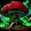 Placeholder: A fantabulous black, green and red (((mushroom tower house))) erected atop a (geologic pillar), surrounded by the uncanny imaginative ((( swirling skies))), offset by the stark hues of a (neon-tinged nebulous space scape), within. captured by the hand a skilled master painter with a focus on (softly blurred compositions and voluminous lighting).