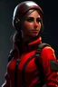 Placeholder: a woman dressed in a pilot's red uniform, a character portrait by Tony Sart, Artstation, sots art, artstation hd, 2d game art, concept art, buzzlighter, pixar, looking into camera