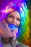 Placeholder: cosmic woman smile, admiral from the future, one fine whole face, crystalline skin, expressive blue eyes,rainbow, smiling lips, very nice smile, costume pleiadian, Beautiful tall woman pleiadian Galactic commander, ship, perfect datailed golden galactic suit, high rank, long blond hair, hand whit five perfect detailed finger, amazing big blue eyes, smilling mouth, high drfinition lips, cosmic happiness, bright colors, blue, pink, gold, jewels, realist, high commander,