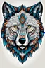 Placeholder: illustration, wolf face mandala, white, stylized, with color