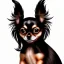 Placeholder: long hair black chihuaha, papilion, brown