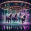 Placeholder: A hauntingly beautiful and enigmatic photograph encapsulating the abstract concept of 'Ripples of a forgotten memory'. Features a vintage carousel with horses frozen in motion against swirling colors, double exposure with ultraviolet datamoshing for a glitchy dreamlike effect, and ethereal Matrix-like vertical dots and dashes rippling and distorting, reflecting the unpredictable nature of memories. The surreal, vertically-oriented photograph evokes profound longing, nostalgia, and melancholy