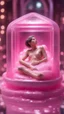 Placeholder: full body portrait of soap star sleeping in a sarcophagus filled with transparent pink liquid,bokeh like f/0.8, tilt-shift lens 8k, high detail, smooth render, down-light, unreal engine, prize winning