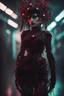 Placeholder: full body, enchanted punk girl, intricately detailed, eyes cybernetic, eyes holographic, darkred tones, 8k, macro photography, high lighting, intricate,