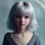 Placeholder: potrait girl look beautiful, eyes like ocean blue, short hair, white hair, smile, 8k, rtx, eyebrows like serious, facing left, real, cute