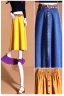 Placeholder: year 1996 denim fashion. Loose skirt, low waist. Colors: denim blue, blue, purple, cream, khaki, light green, lilac, plum, orange, terracotta, red, light yellow, lion yellow, pink, dark blue, beige.