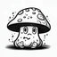 Placeholder: mushroom, black and white, cartoon, drawing, cute, creature, simple, mouth